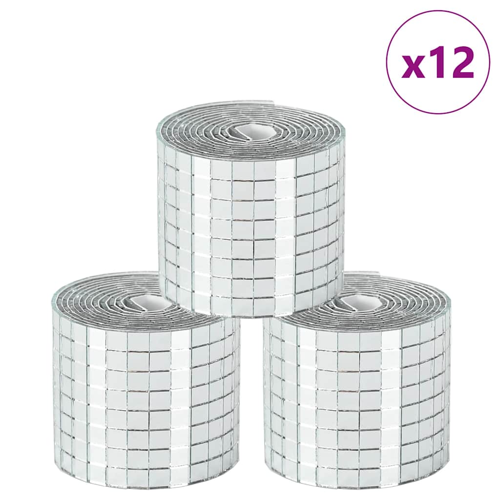 vidaXL Lustro Mozaikowe Geometryczny 12 pcs Srebrny 100 x 4 cm Szkło