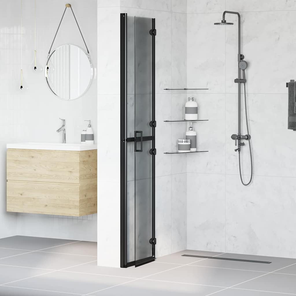 vidaXL Ściana prysznicowa Walk-In Czarny 80 x 6,5 x 190 cm