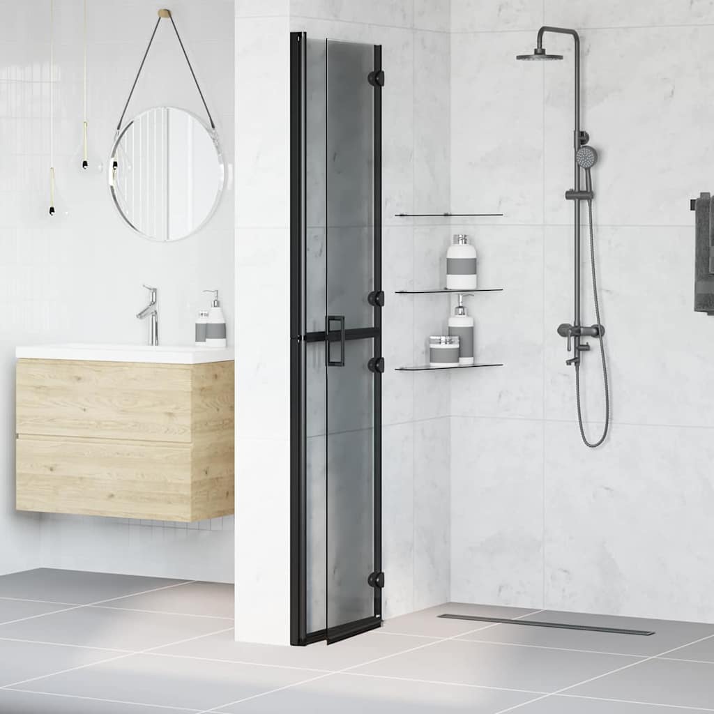 vidaXL Ściana prysznicowa Walk-In Czarny 90 x 6.5 x 190 cm