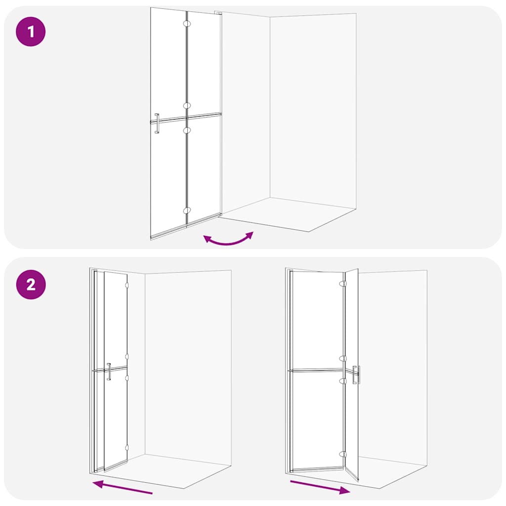 vidaXL Ściana prysznicowa Walk-In Czarny 100 x 6,5 x 190 cm