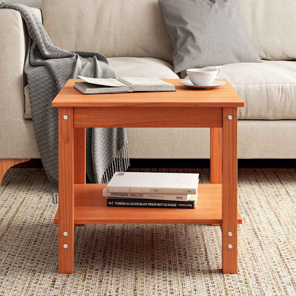 vidaXL Stolik kawowy Woskowy brąz 50 x 50 x 45 cm Lite drewno sosnowe