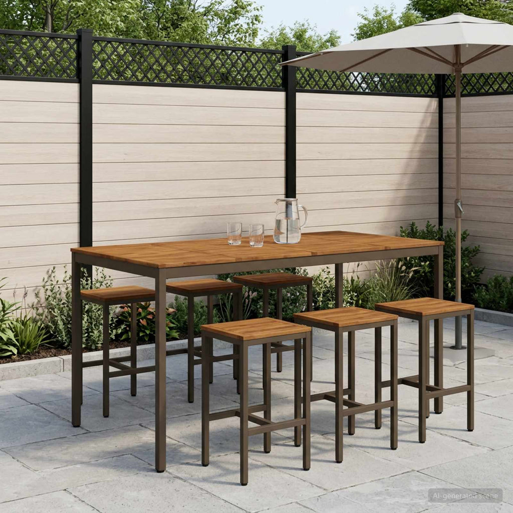 vidaXL Stół barowy ogrodowy Naturalny i kawowy 196 x 100,5 x 105 cm