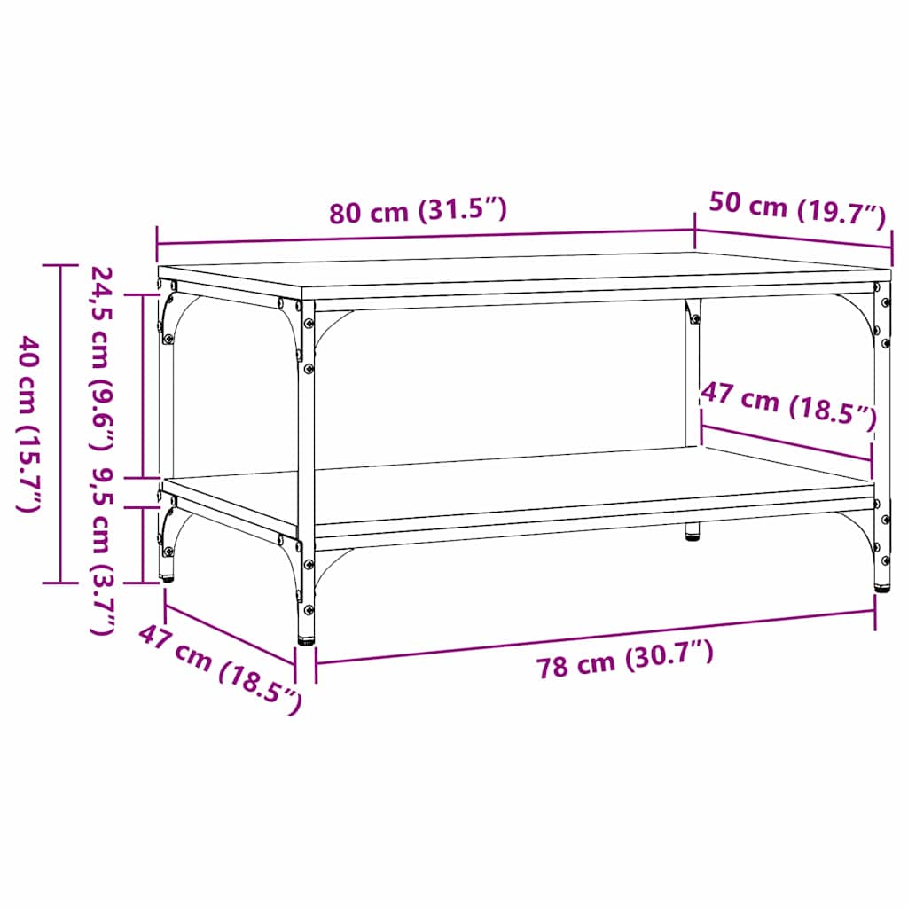 vidaXL Stolik kawowy Stare drewno 80 x 50 x 40 cm