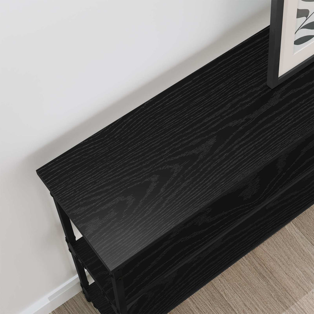vidaXL Konsola Czarny dąb 100 x 22,5 x 75 cm Materiał drewnopochodny