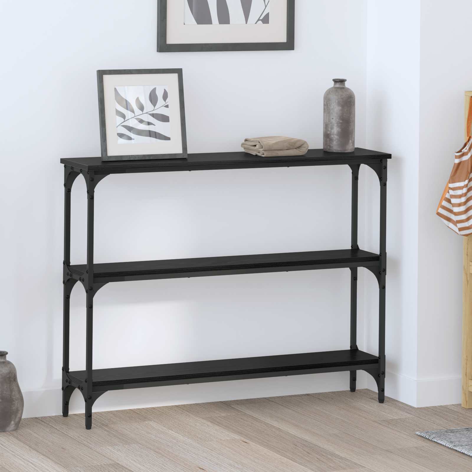 vidaXL Konsola Czarny dąb 100 x 22,5 x 75 cm Materiał drewnopochodny