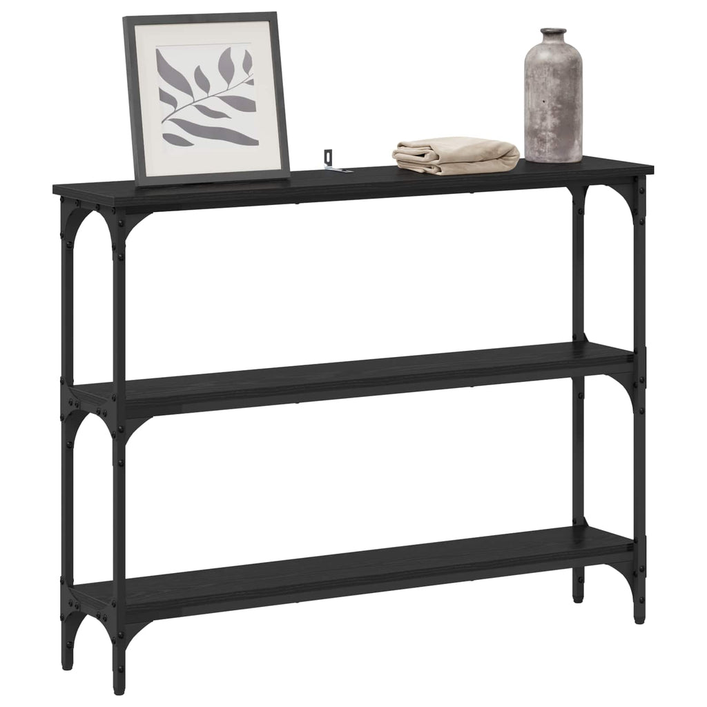 vidaXL Konsola Czarny dąb 100 x 22,5 x 75 cm Materiał drewnopochodny