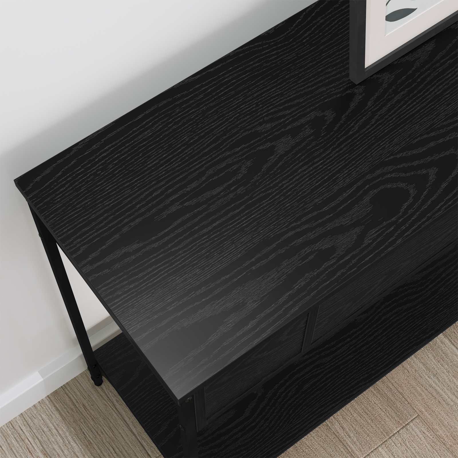 vidaXL Konsola Czarny dąb 100 x 34.5 x 75 cm Materiał drewnopochodny