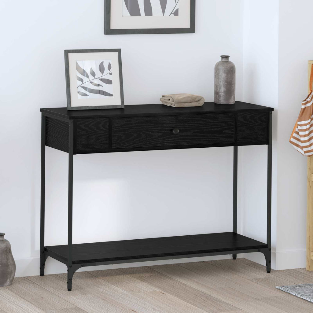 vidaXL Konsola Czarny dąb 100 x 34.5 x 75 cm Materiał drewnopochodny