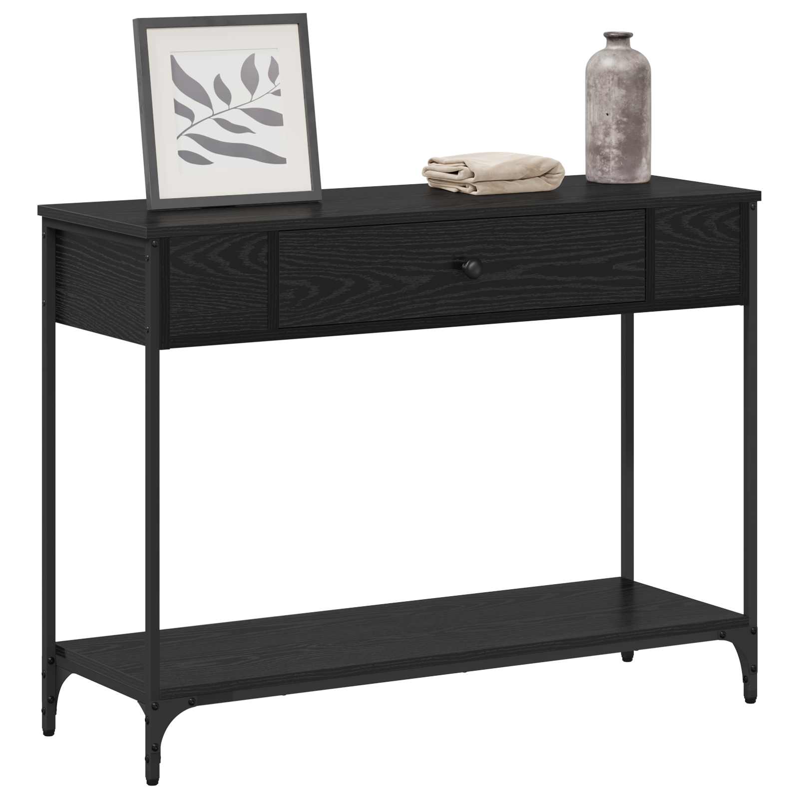 vidaXL Konsola Czarny dąb 100 x 34.5 x 75 cm Materiał drewnopochodny