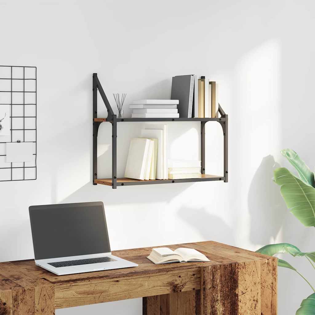 vidaXL Półka ścienna z półką Stare drewno 60 x 21 x 51 cm