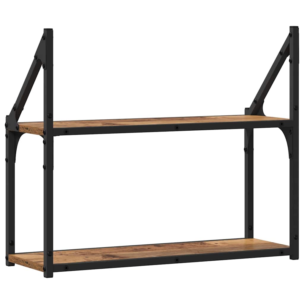 vidaXL Półka ścienna z półką Stare drewno 60 x 21 x 51 cm