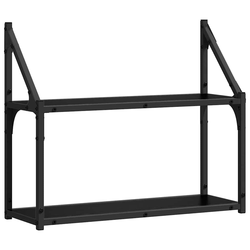 vidaXL Półka ścienna z półką Czarny dąb 60 x 21 x 51 cm