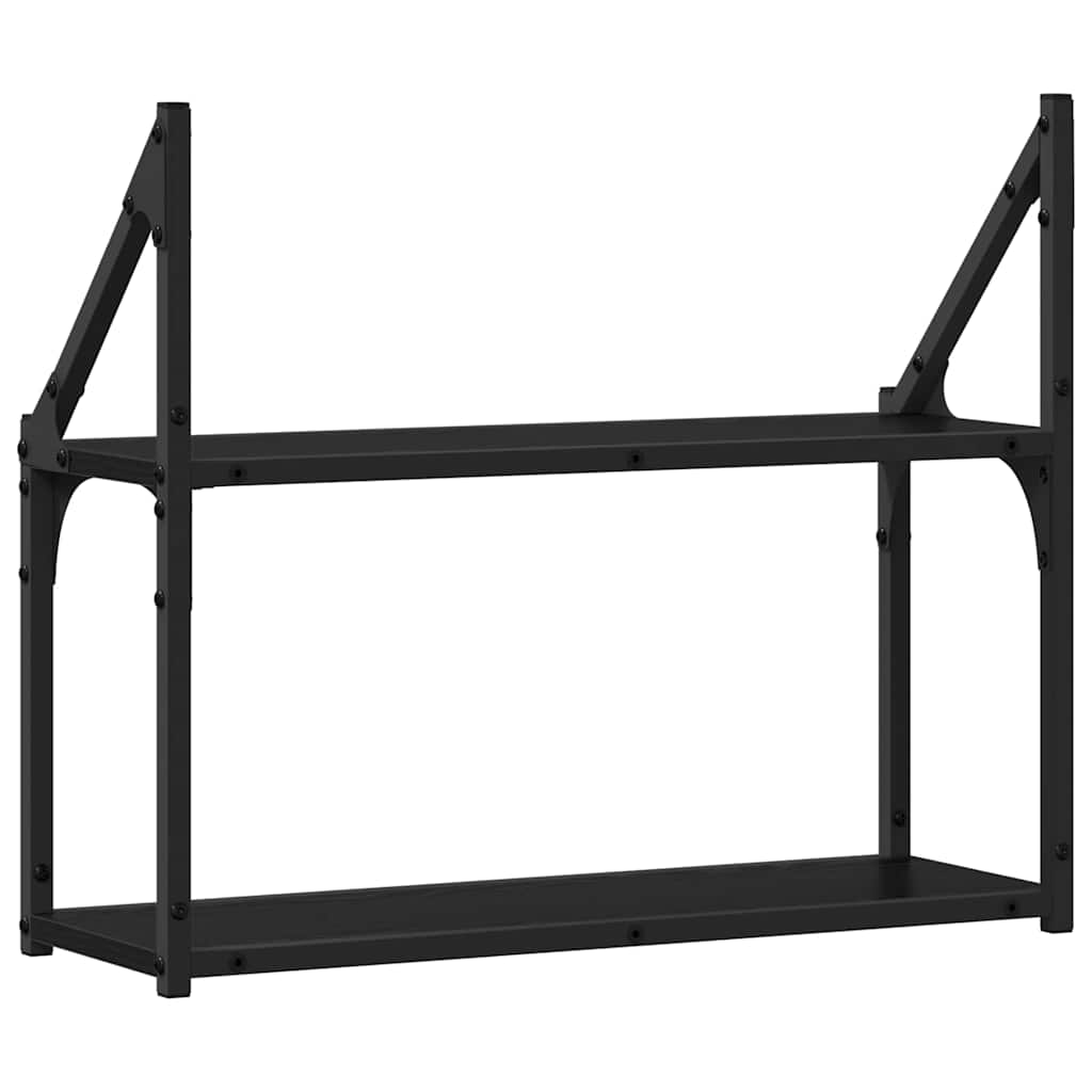 vidaXL Półka ścienna z półką Czarny dąb 60 x 21 x 51 cm