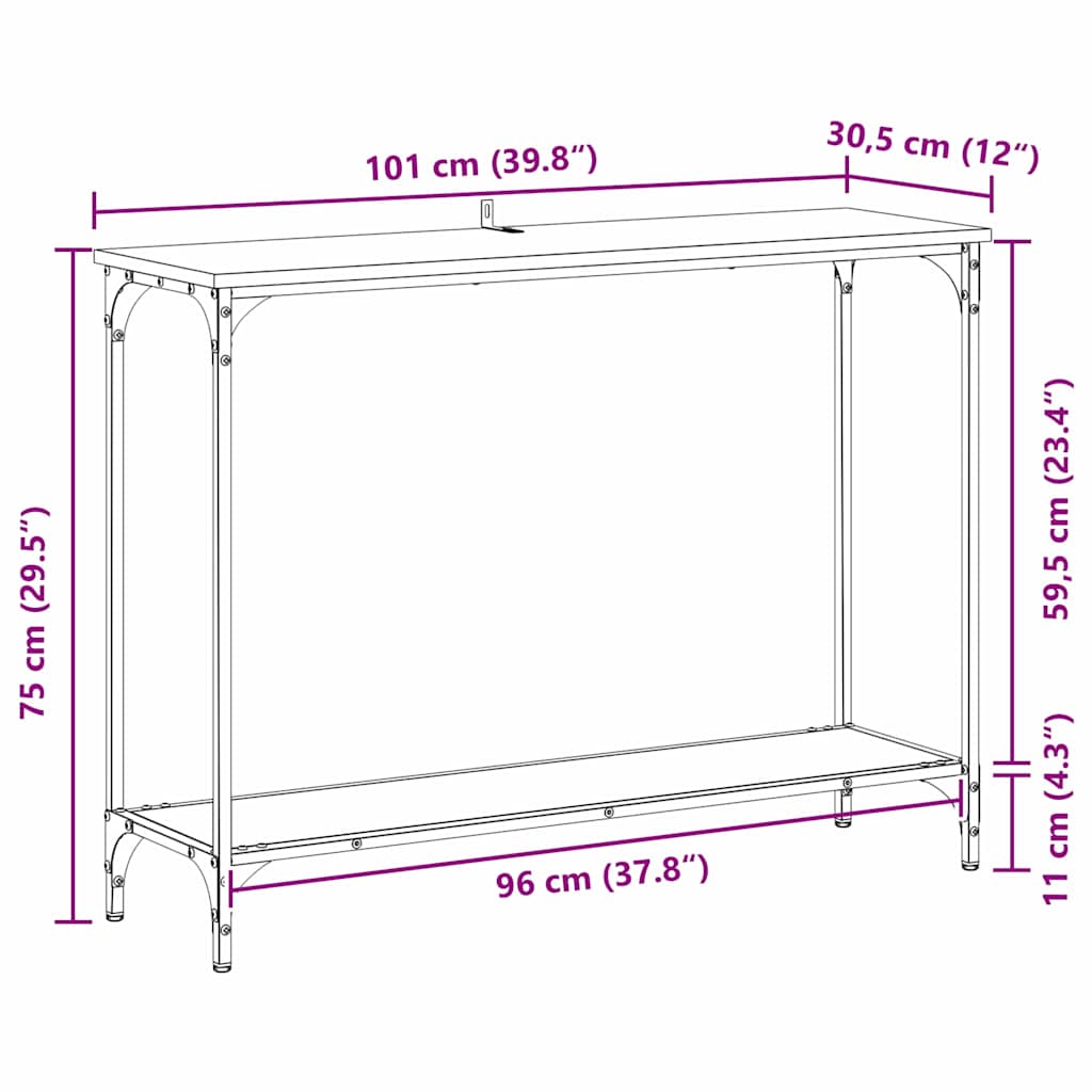 vidaXL Konsola dąb artisan 101 x 30.5 x 75 cm Materiał drewnopochodny