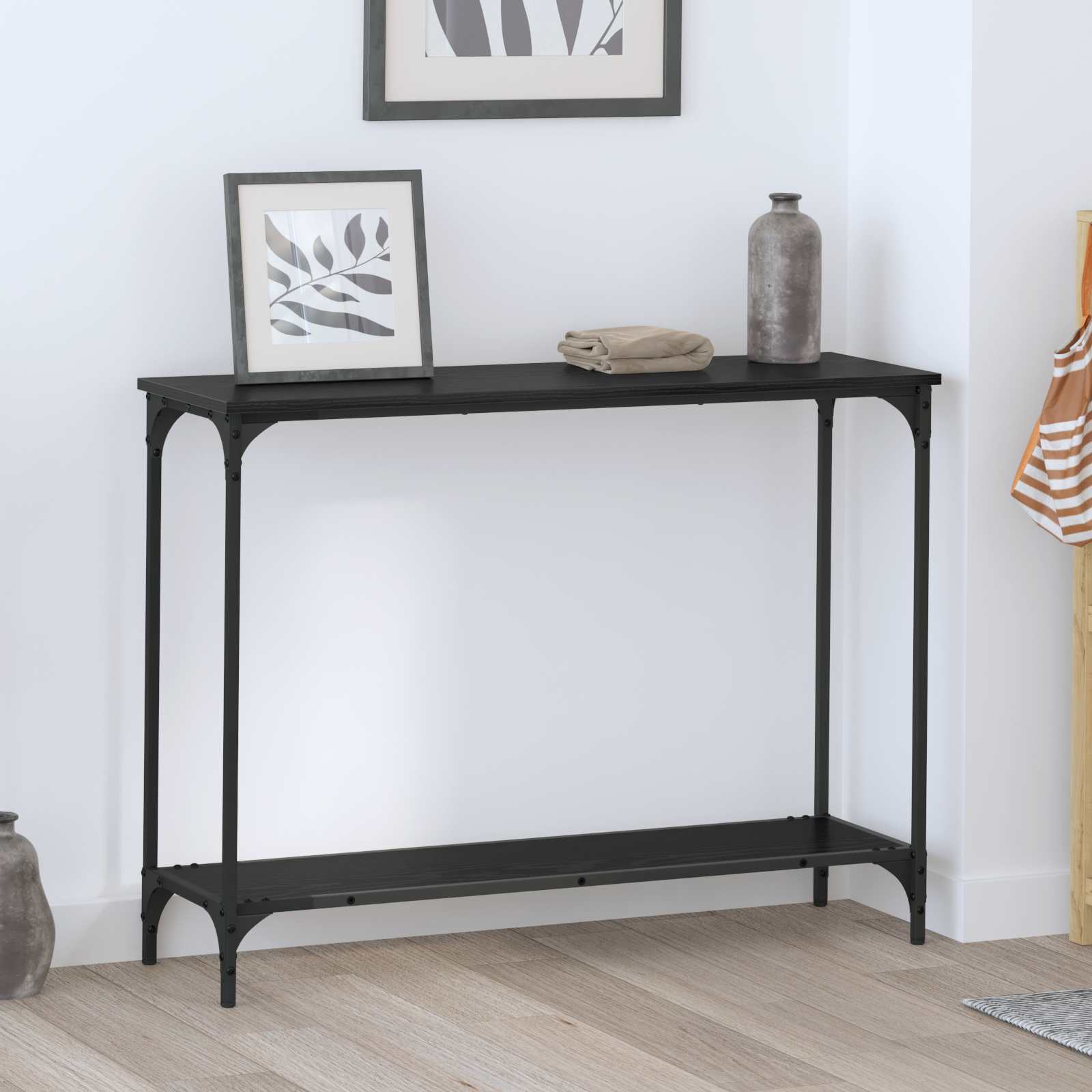 vidaXL Konsola Czarny dąb 101 x 30.5 x 75 cm Materiał drewnopochodny