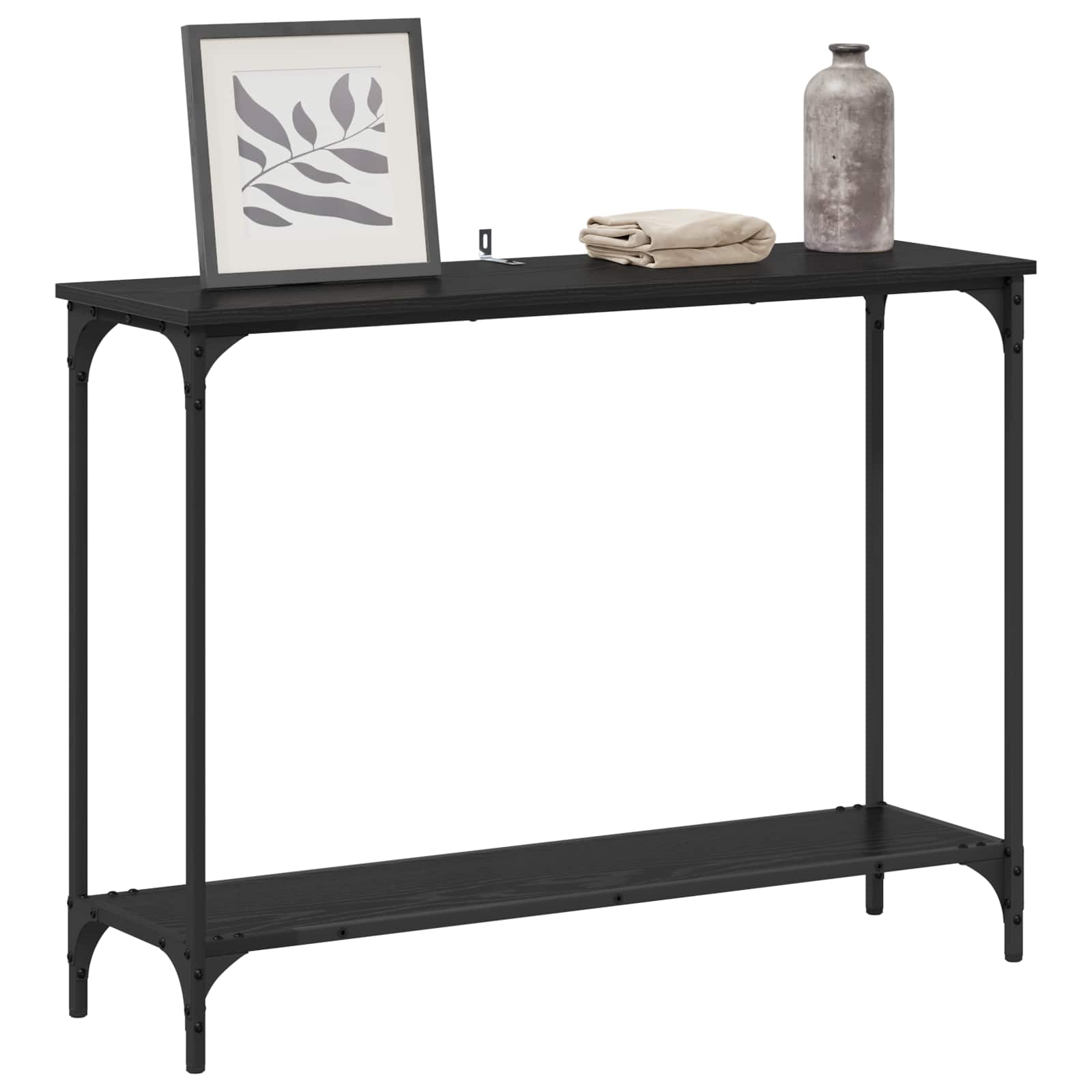 vidaXL Konsola Czarny dąb 101 x 30.5 x 75 cm Materiał drewnopochodny