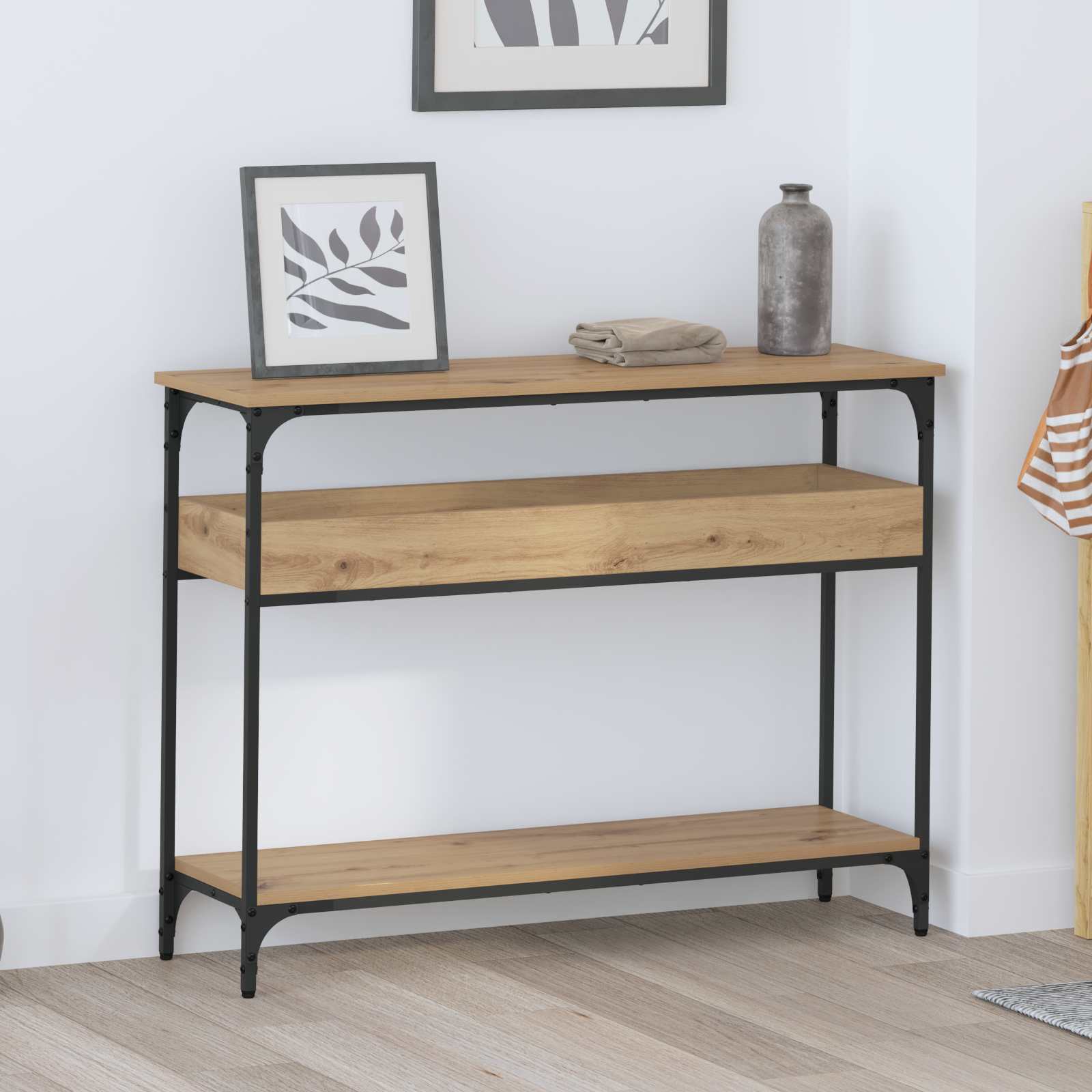 vidaXL Konsola dąb artisan 100 x 29 x 75 cm Materiał drewnopochodny