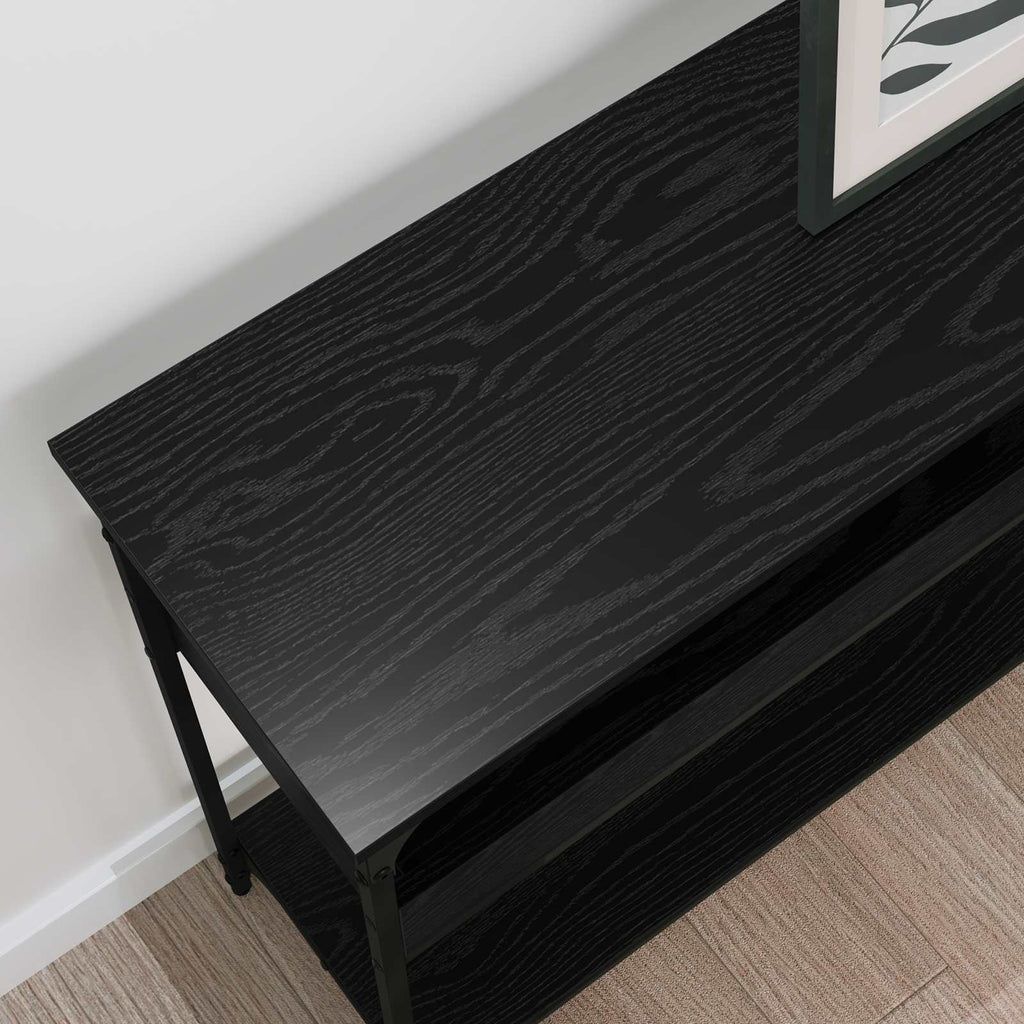 vidaXL Konsola Czarny dąb 100 x 29 x 75 cm Materiał drewnopochodny