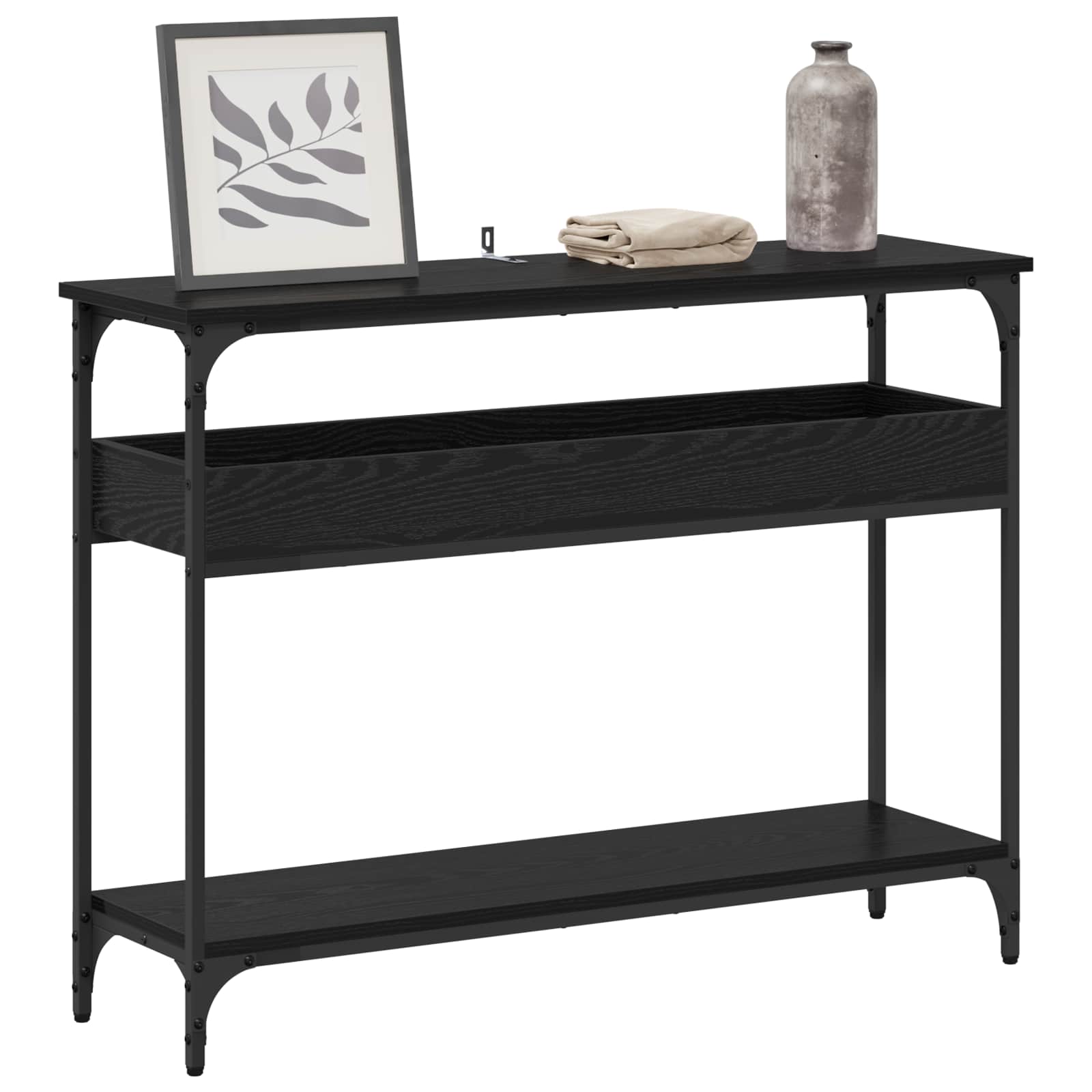 vidaXL Konsola Czarny dąb 100 x 29 x 75 cm Materiał drewnopochodny