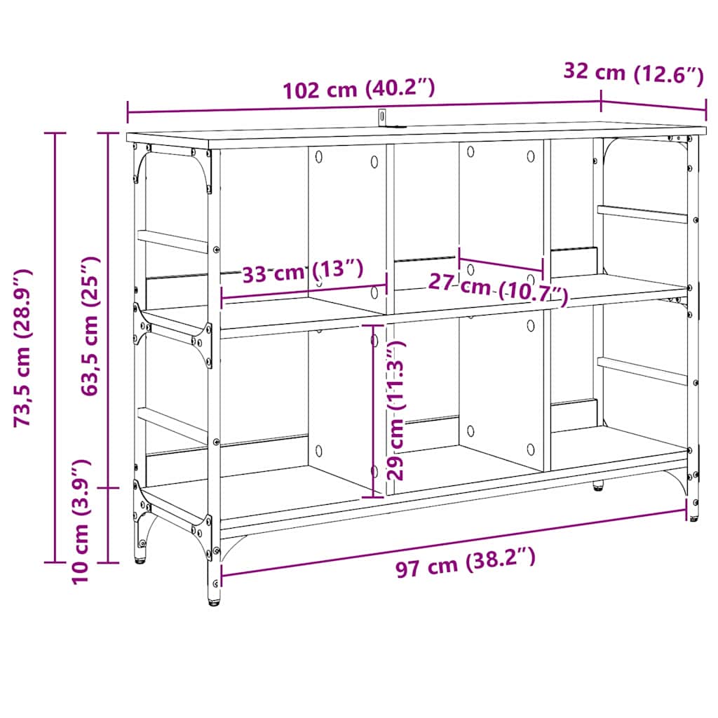 vidaXL Bufet Dąb rzemieślniczy 102 x 32 x 73,5 cm