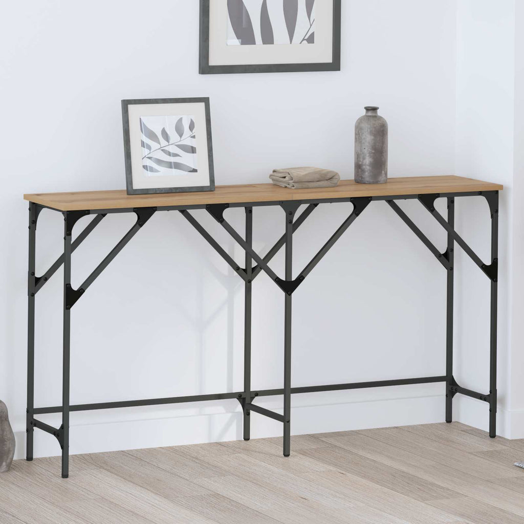 vidaXL Konsola dąb artisan 140 x 29 x 75 cm Materiał drewnopochodny