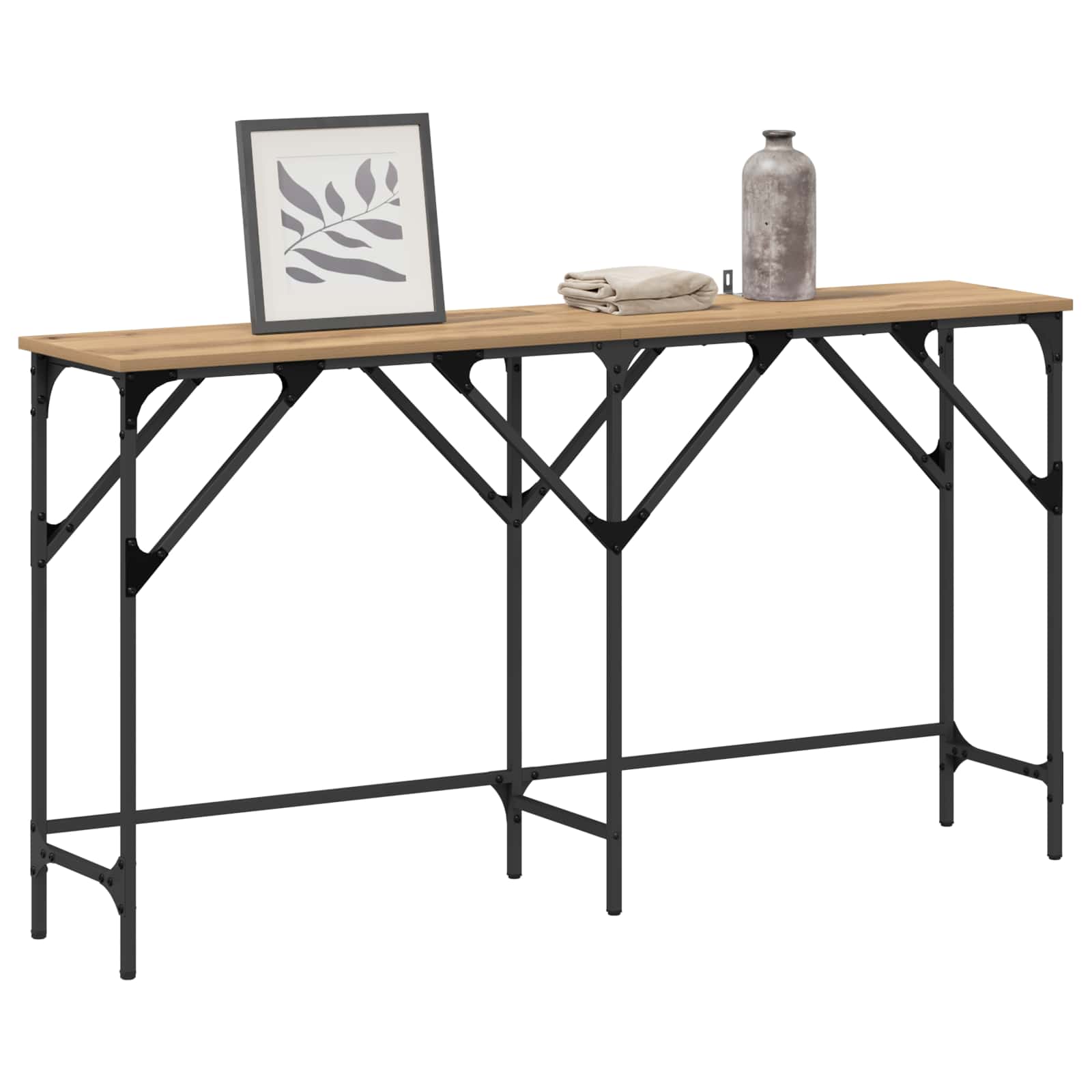 vidaXL Konsola dąb artisan 140 x 29 x 75 cm Materiał drewnopochodny