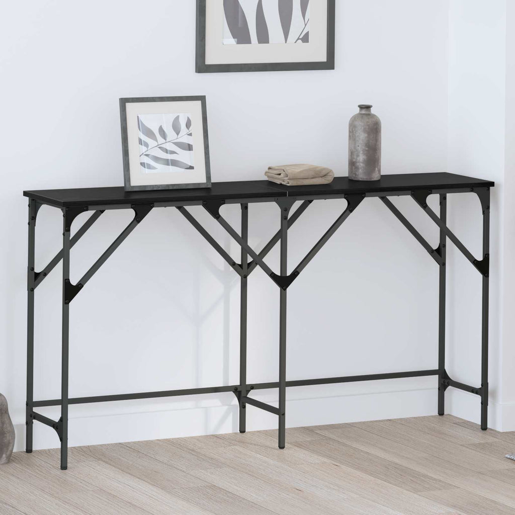 vidaXL Konsola Czarny Dąb 140 x 29 x 75 cm Materiał drewnopochodny