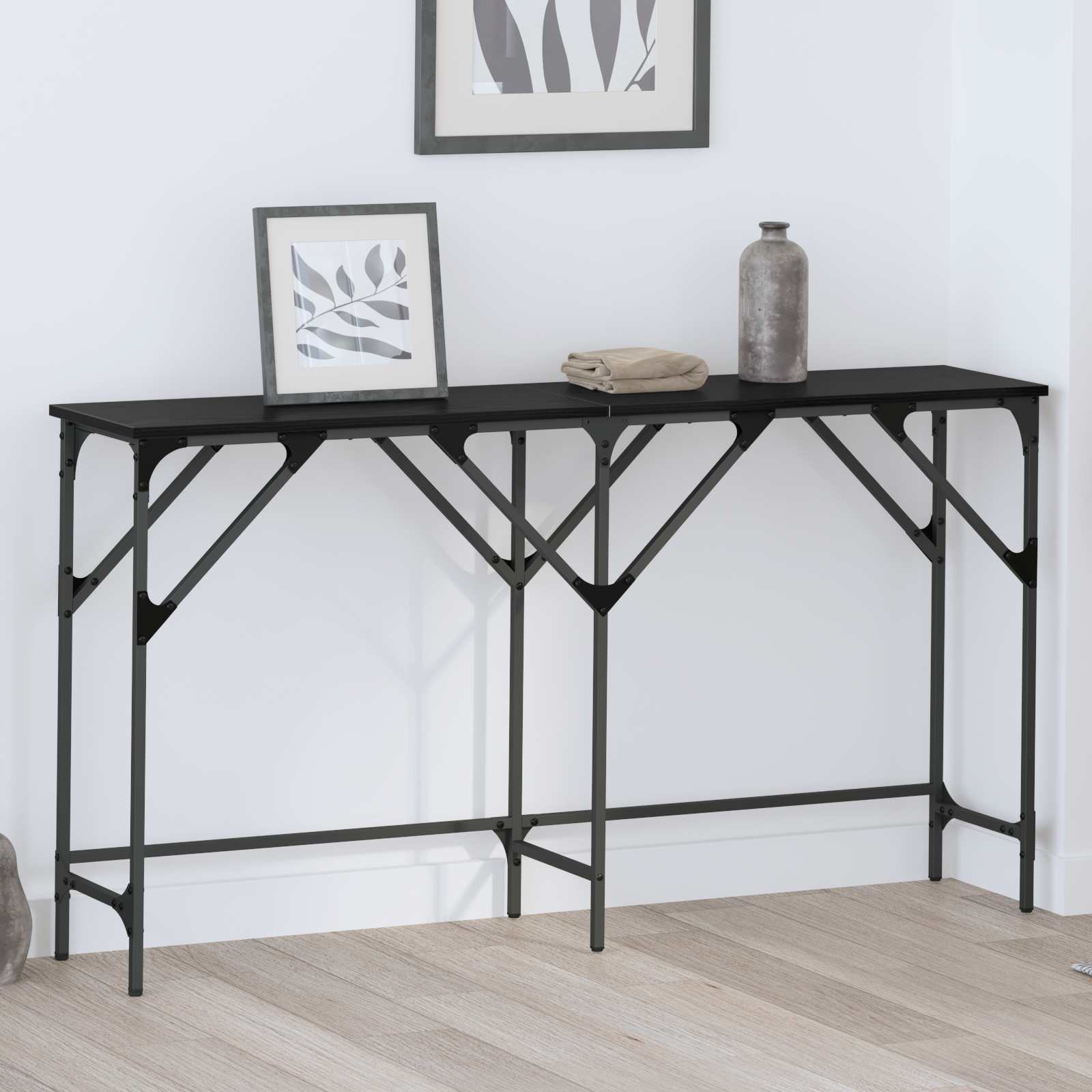 vidaXL Konsola Czarny Dąb 140 x 29 x 75 cm Materiał drewnopochodny