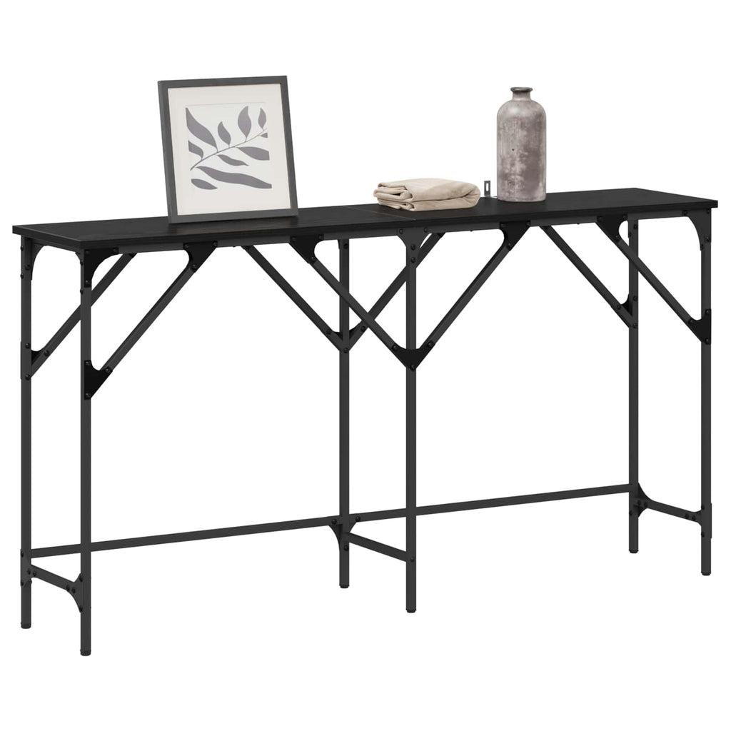 vidaXL Konsola Czarny Dąb 140 x 29 x 75 cm Materiał drewnopochodny