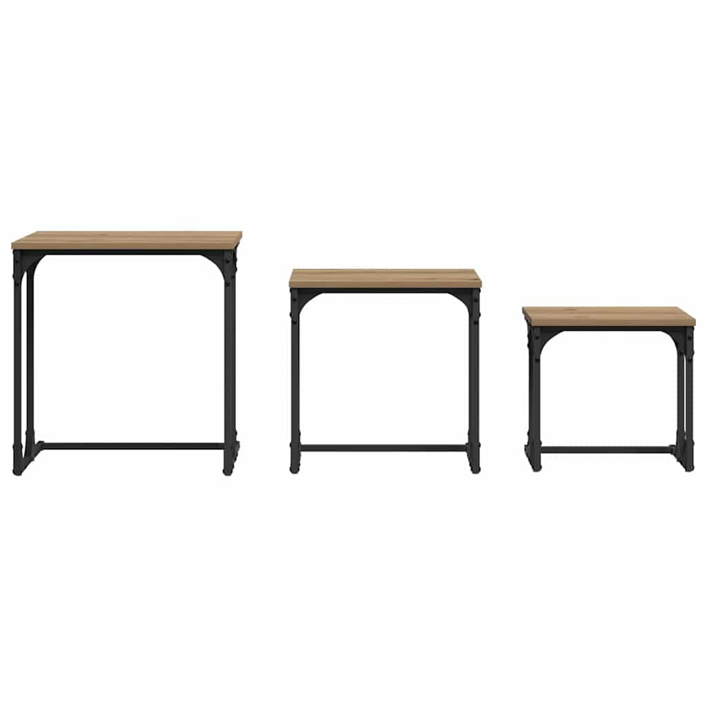 vidaXL Stolik Kawowy Nesting 3 pcs dąb artisan Materiał drewnopochodny