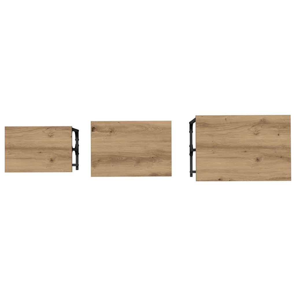 vidaXL Stolik Kawowy Nesting 3 pcs dąb artisan Materiał drewnopochodny