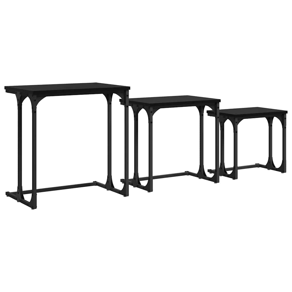 vidaXL Stolik Kawowy Nesting 3 pcs Czarny dąb Materiał drewnopochodny