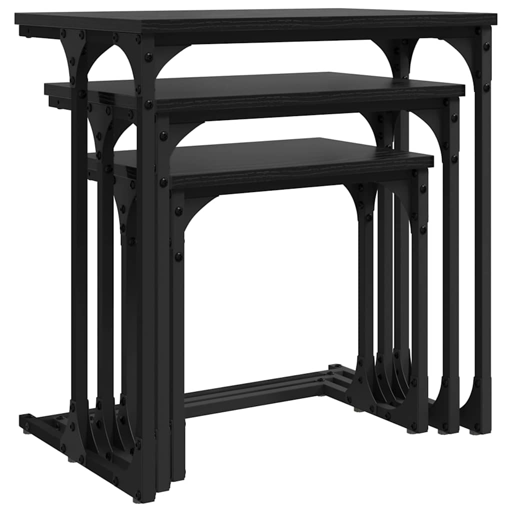 vidaXL Stolik Kawowy Nesting 3 pcs Czarny dąb Materiał drewnopochodny