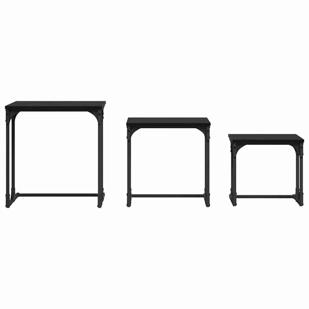 vidaXL Stolik Kawowy Nesting 3 pcs Czarny dąb Materiał drewnopochodny