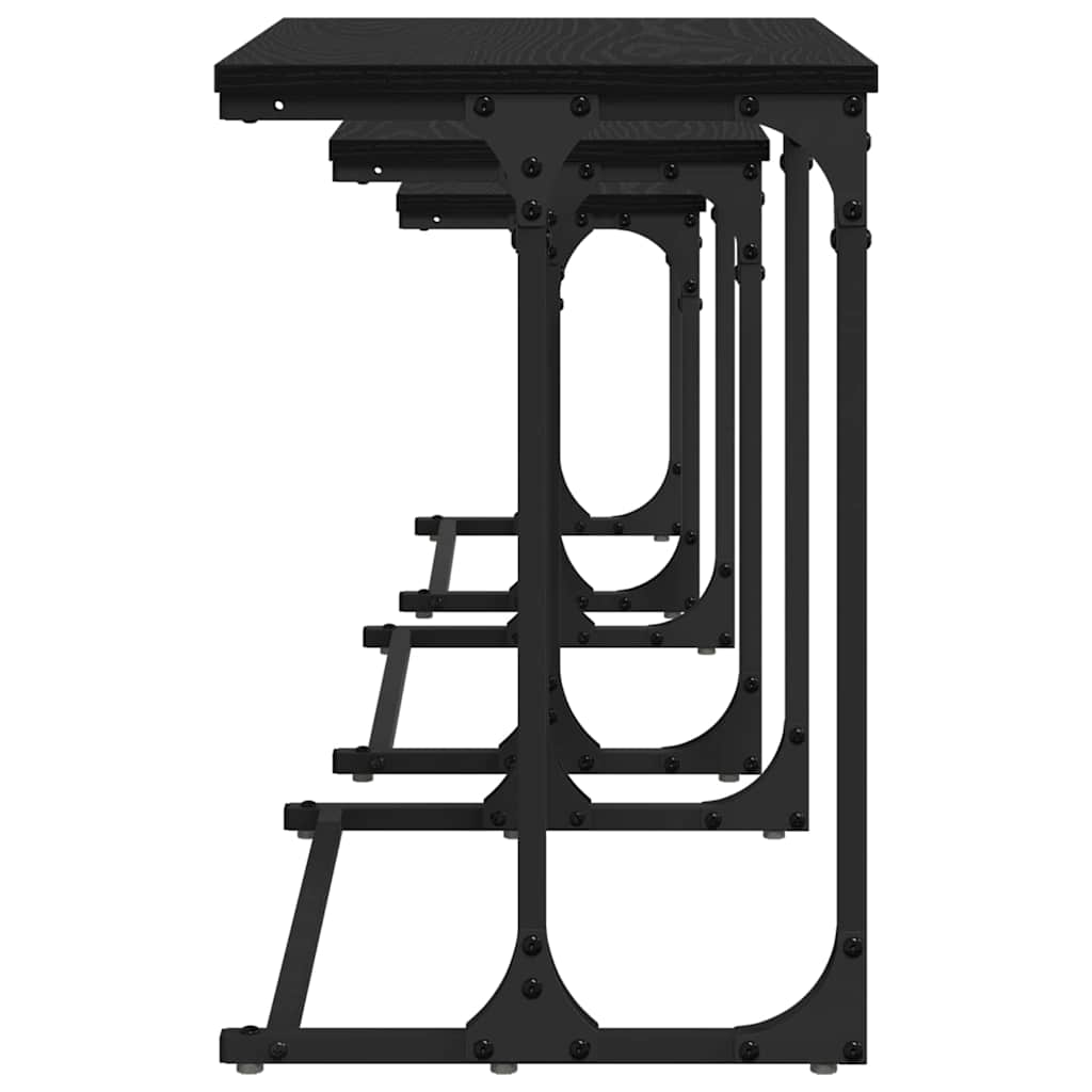 vidaXL Stolik Kawowy Nesting 3 pcs Czarny dąb Materiał drewnopochodny