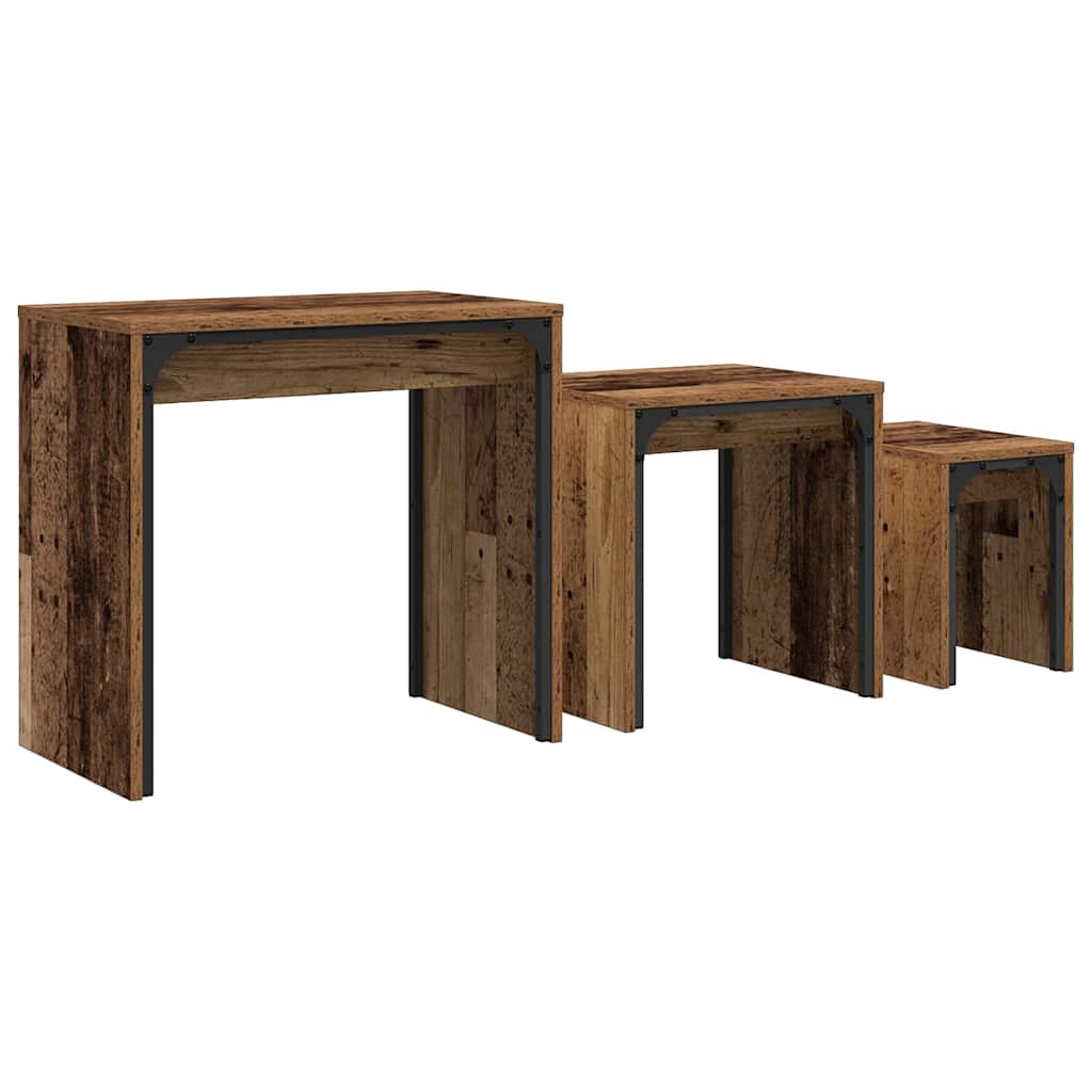 vidaXL Stolik kawowy 3 pcs Stare drewno Materiał drewnopochodny