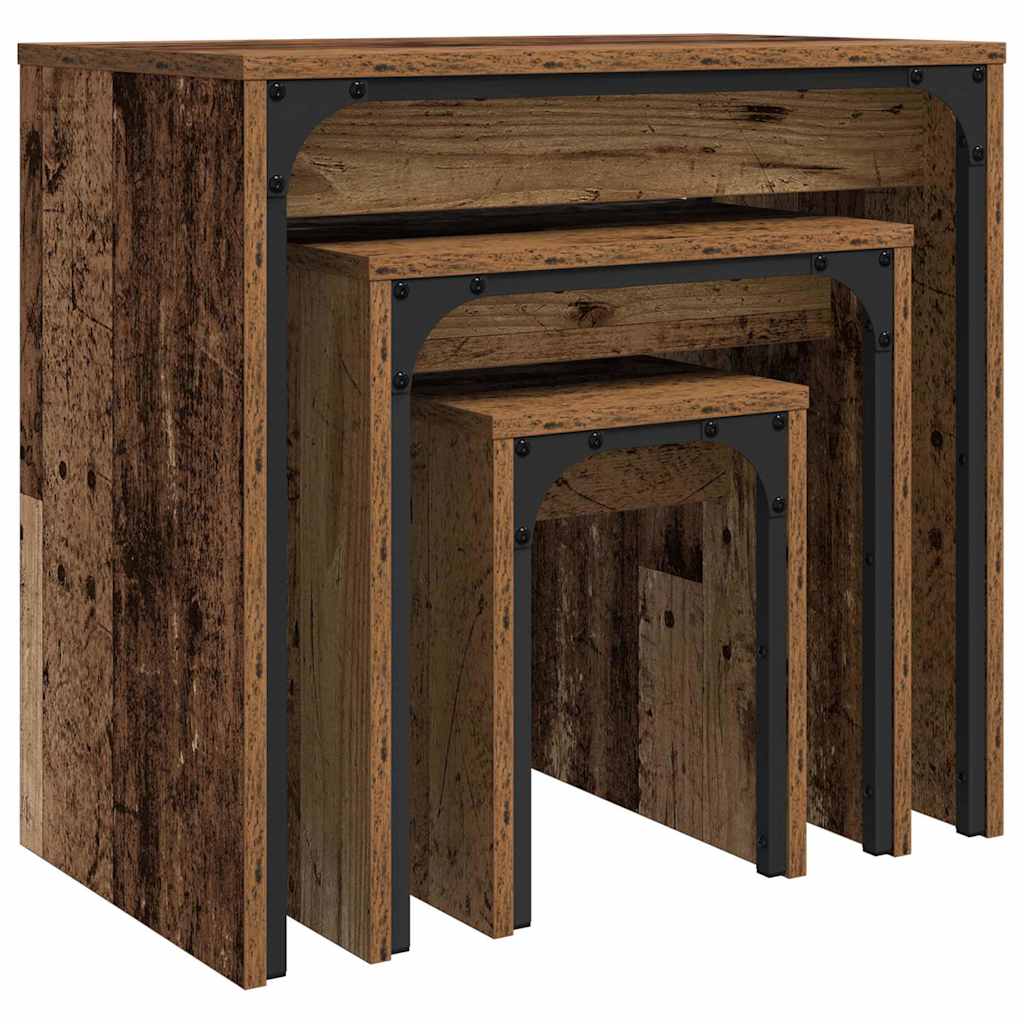 vidaXL Stolik kawowy 3 pcs Stare drewno Materiał drewnopochodny