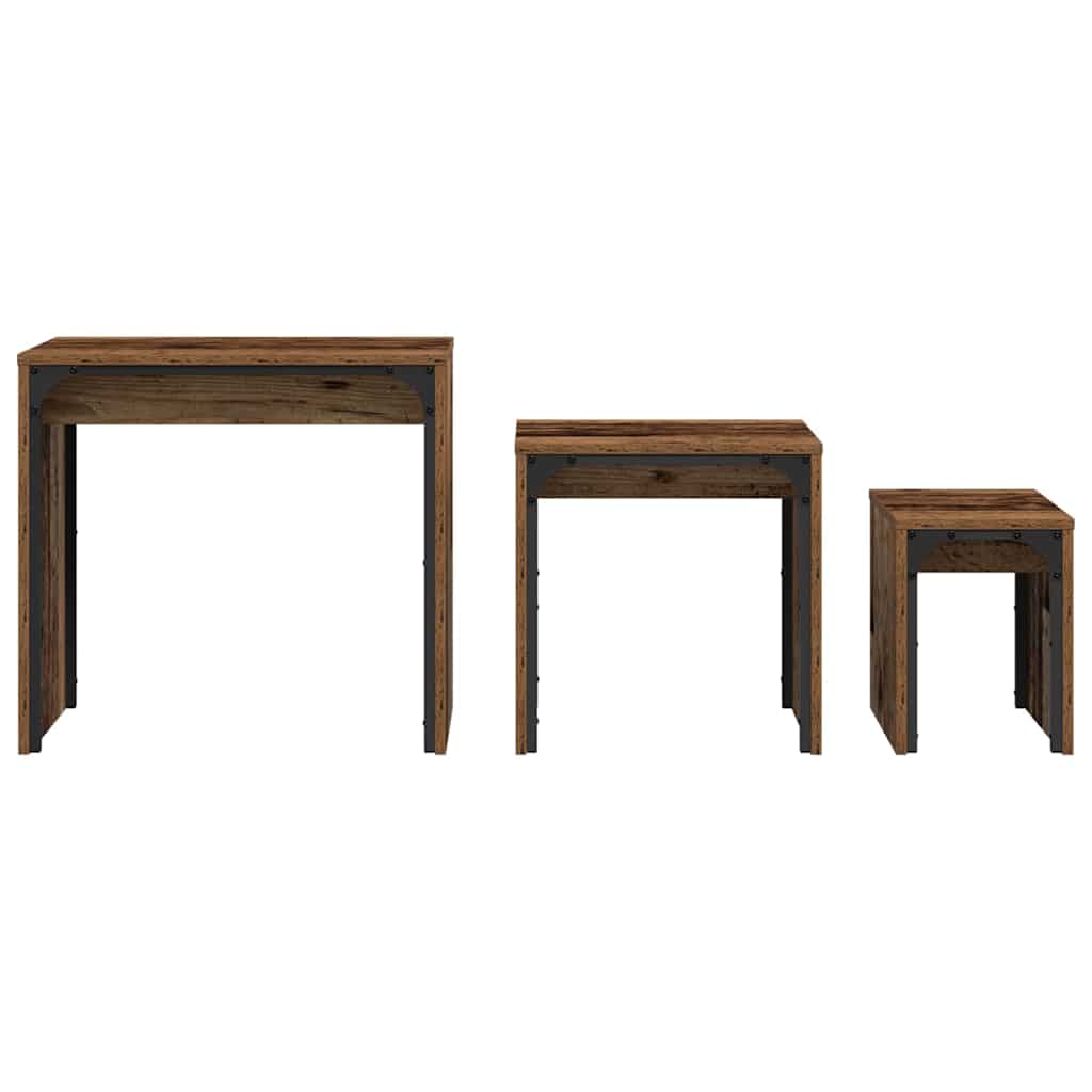 vidaXL Stolik kawowy 3 pcs Stare drewno Materiał drewnopochodny