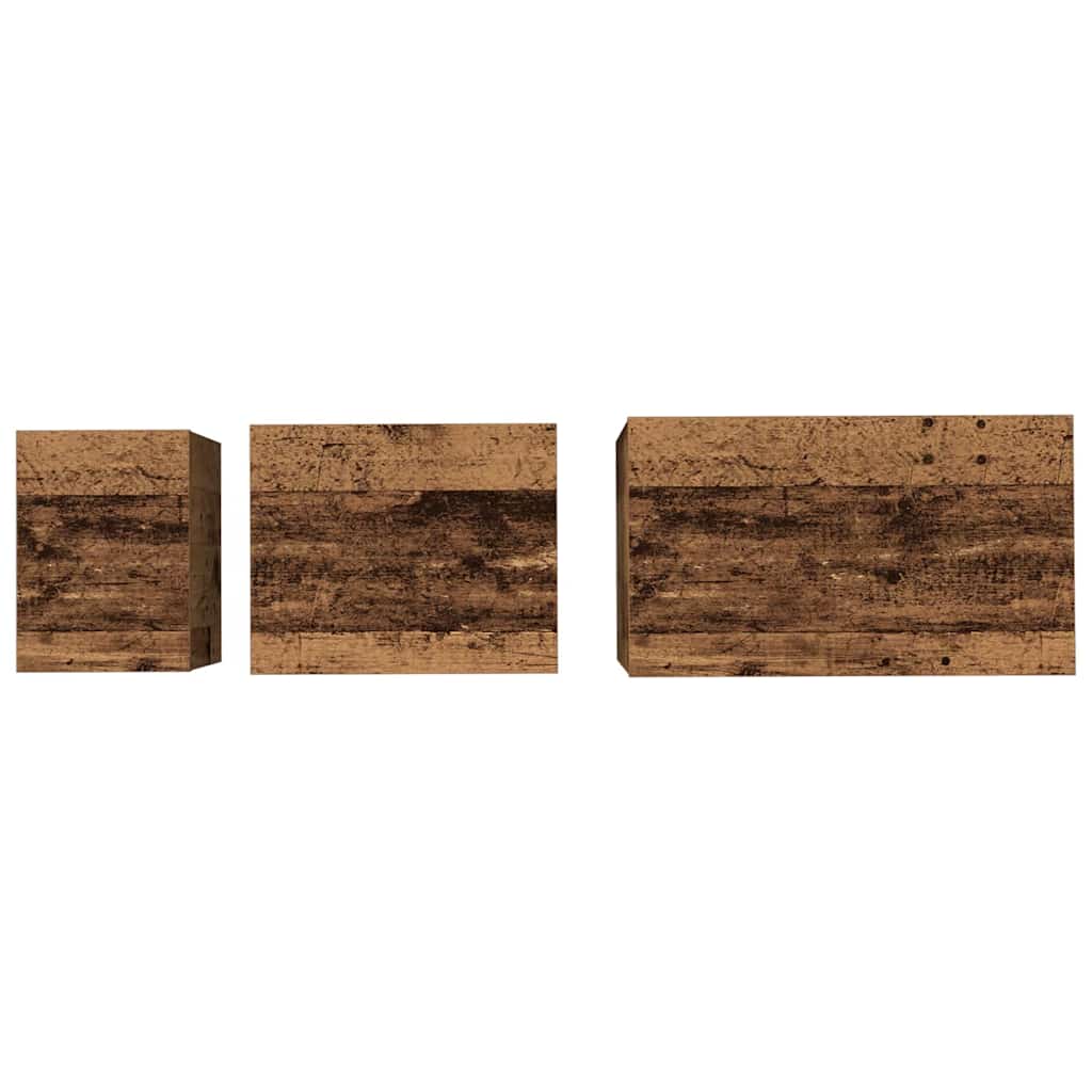 vidaXL Stolik kawowy 3 pcs Stare drewno Materiał drewnopochodny