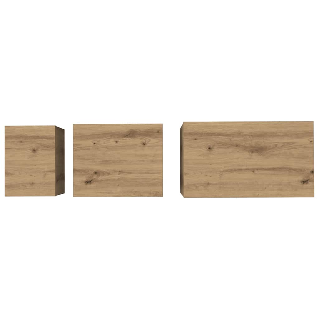 vidaXL Stolik kawowy 3 pcs Dąb rzemieślniczy Materiał drewnopochodny