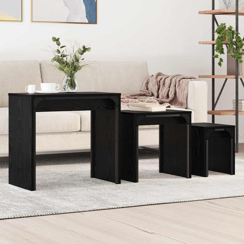 vidaXL Stolik kawowy 3 pcs Czarny Dąb Materiał drewnopochodny