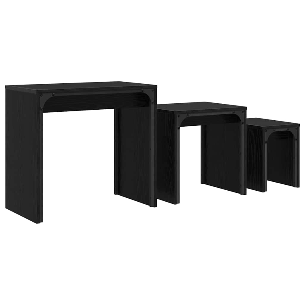 vidaXL Stolik kawowy 3 pcs Czarny Dąb Materiał drewnopochodny