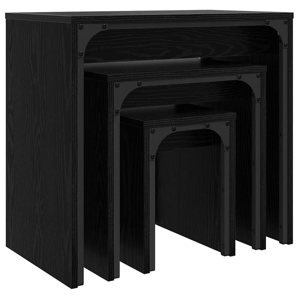 vidaXL Stolik kawowy 3 pcs Czarny Dąb Materiał drewnopochodny
