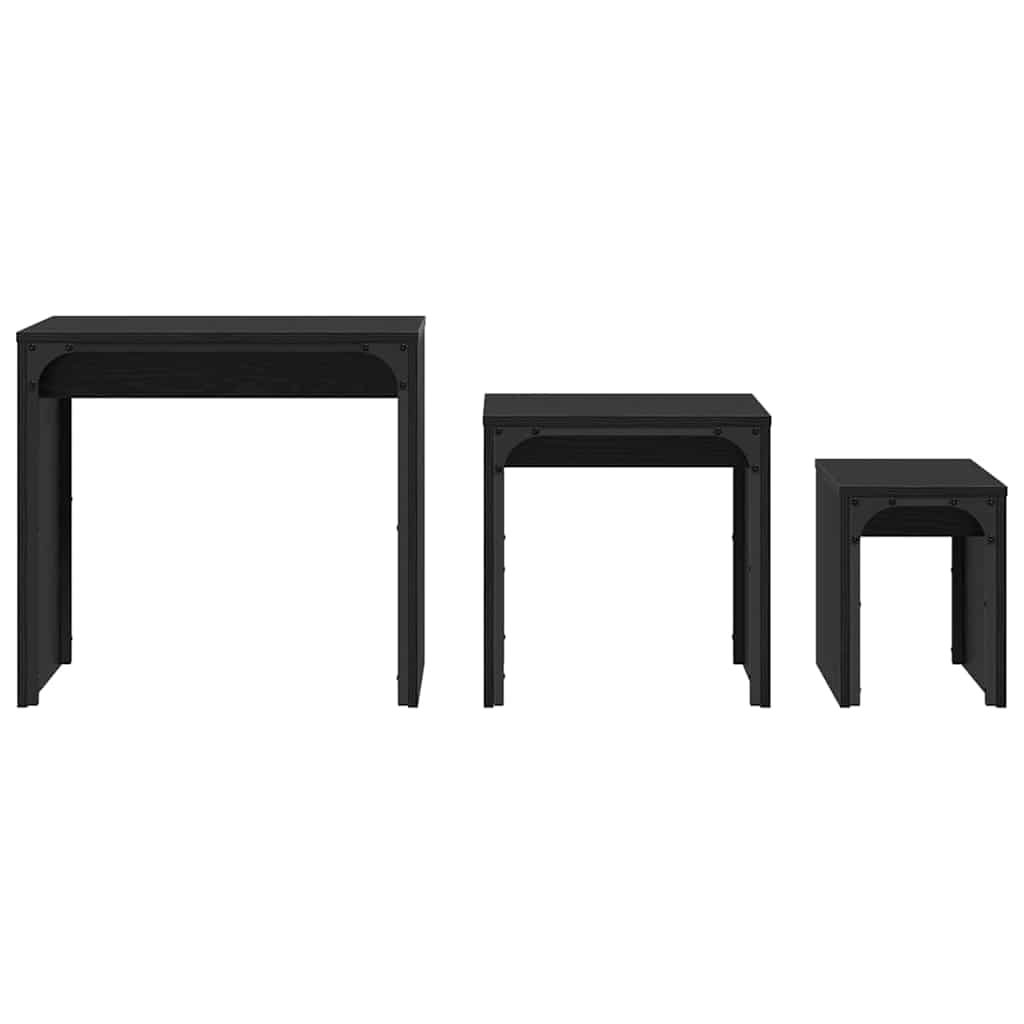 vidaXL Stolik kawowy 3 pcs Czarny Dąb Materiał drewnopochodny