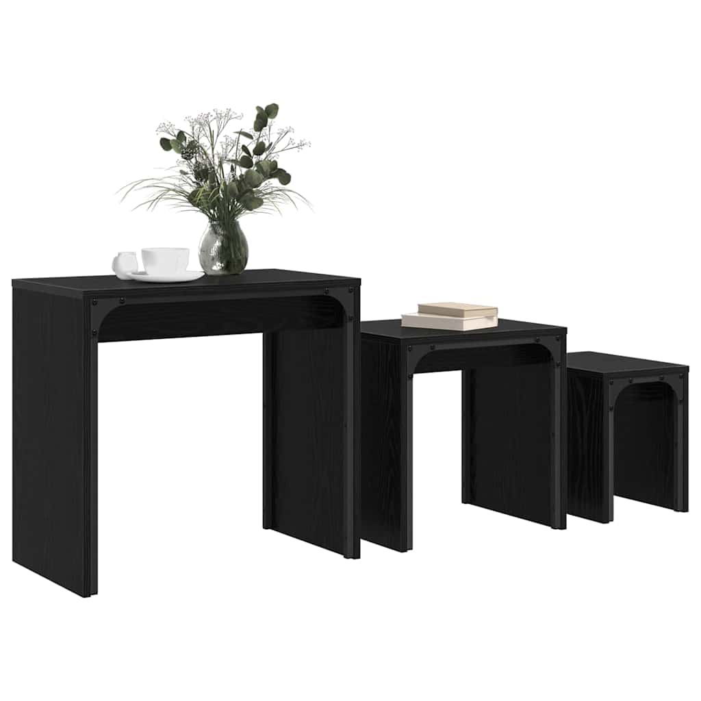 vidaXL Stolik kawowy 3 pcs Czarny Dąb Materiał drewnopochodny