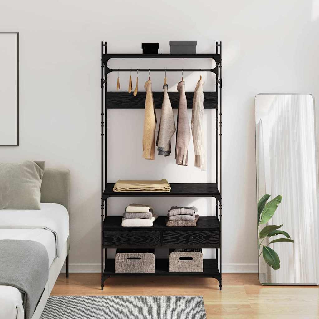 vidaXL Garderoba Czarny dąb 89 x 39 x 184.5 cm Materiał drewnopochodny
