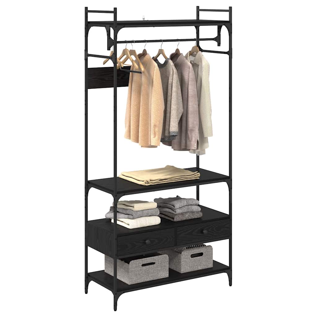vidaXL Garderoba Czarny dąb 89 x 39 x 184.5 cm Materiał drewnopochodny