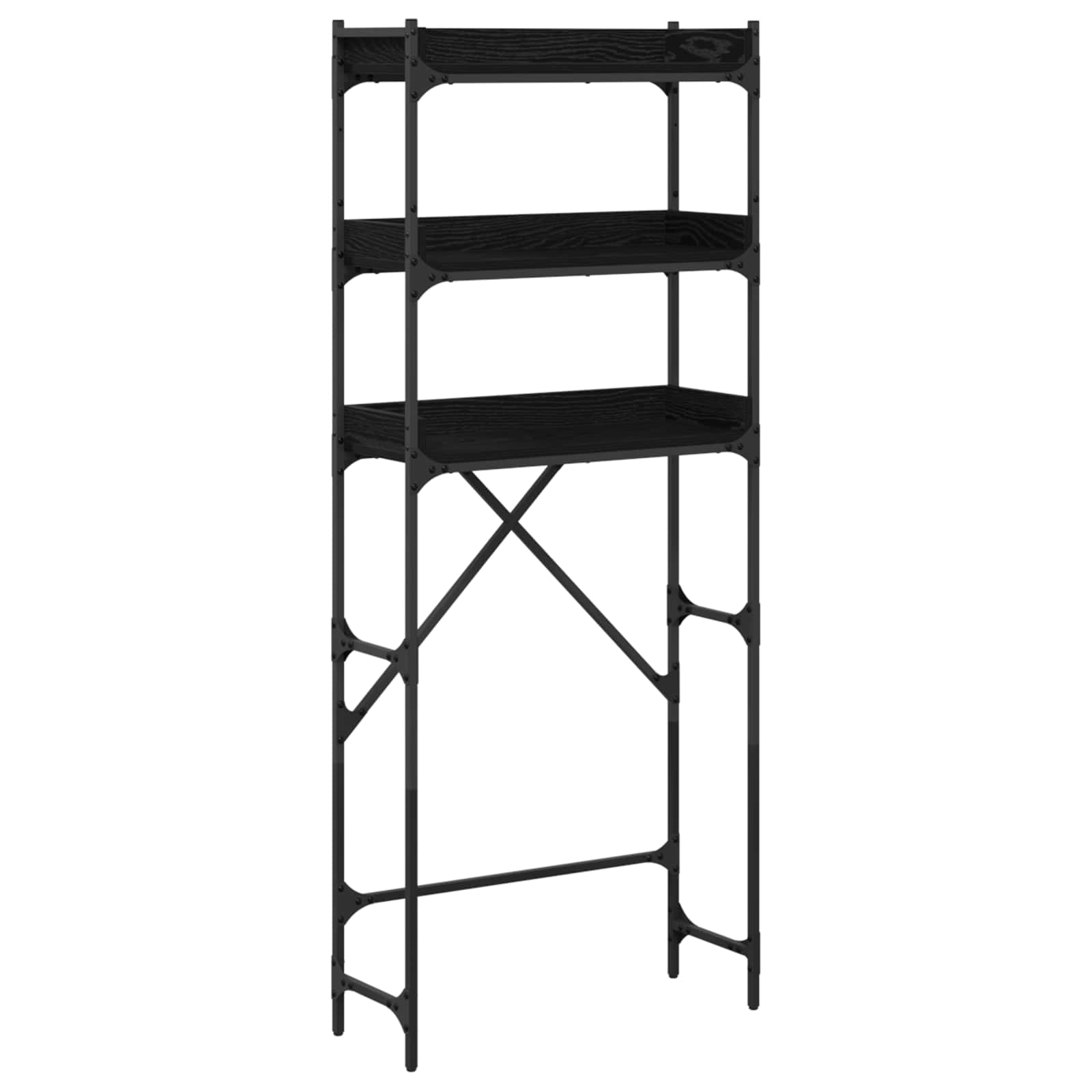 vidaXL Półka na pralkę z półką Czarny Dąb 67 x 25 x 163 cm