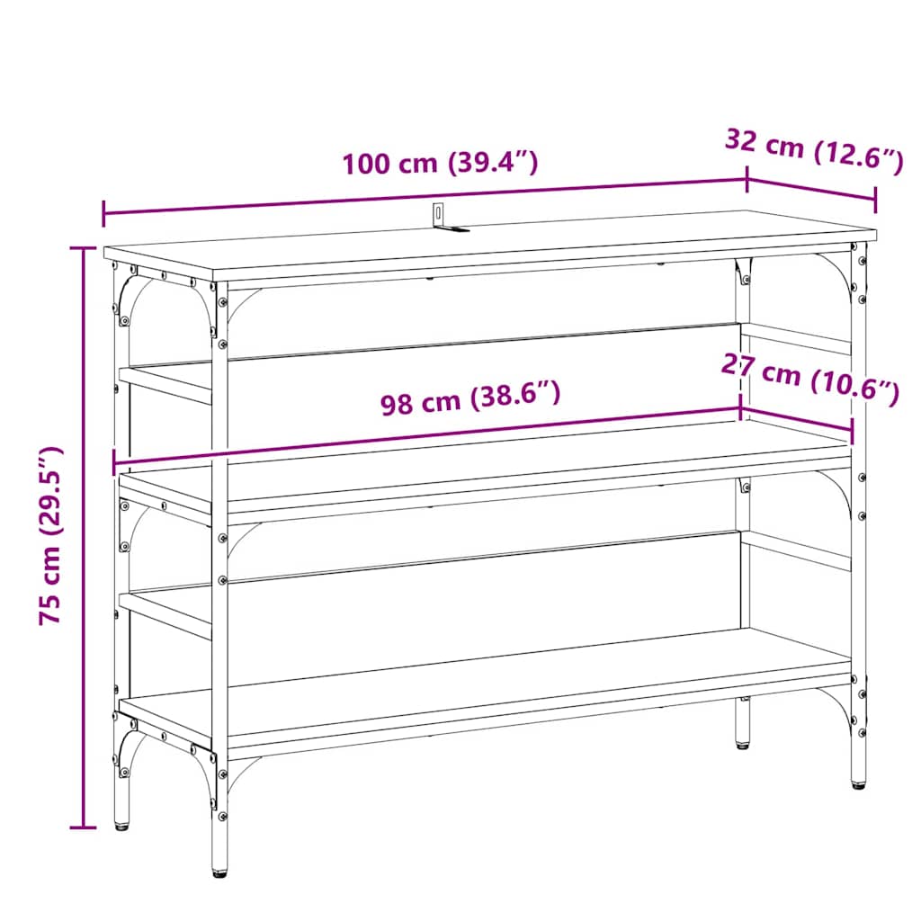 vidaXL Konsola Stare drewno 100 x 32 x 75 cm Materiał drewnopochodny