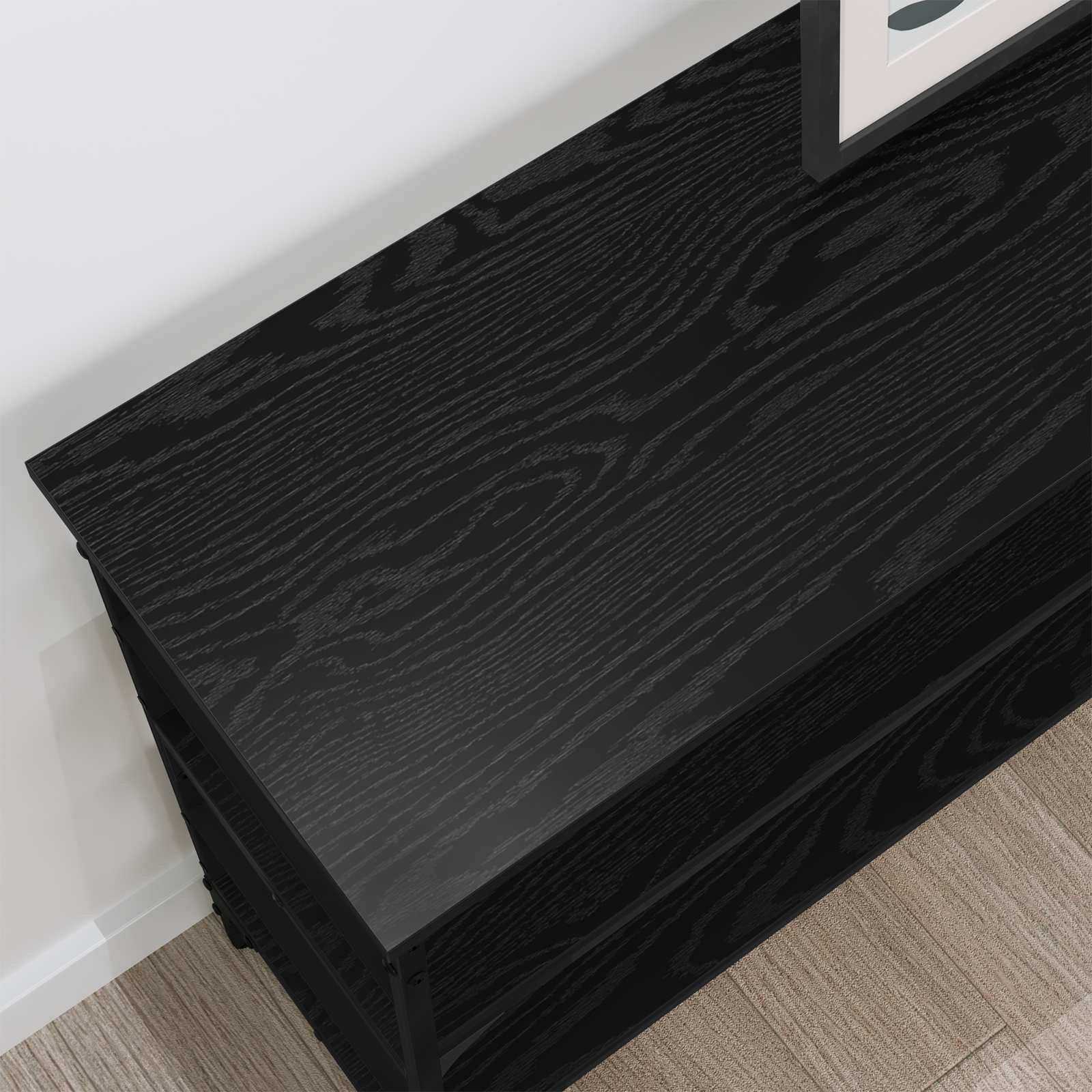 vidaXL Konsola Czarny dąb 100 x 32 x 75 cm Materiał drewnopochodny